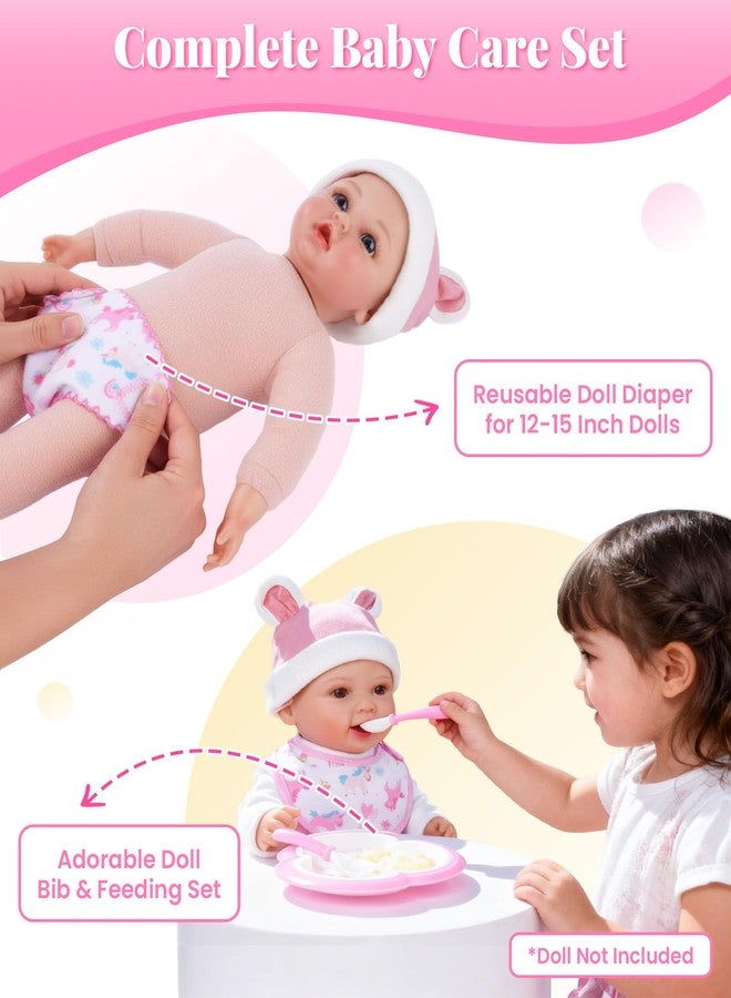 BABESIDE مجموعة إكسسوارات دمى الأطفال من بيبي سايد، تتضمن 10 قطع من أدوات إطعام الدمى المخفية لعربة الأطفال، ومجموعة لعب تمثيلية للعناية بالطفل مع زجاجات سحرية، ولهّايات، ومريلة، وحفاضات، وحقيبة حمل للدمى التي يتراوح طولها بين 12 و15 بوصة. - Image 5